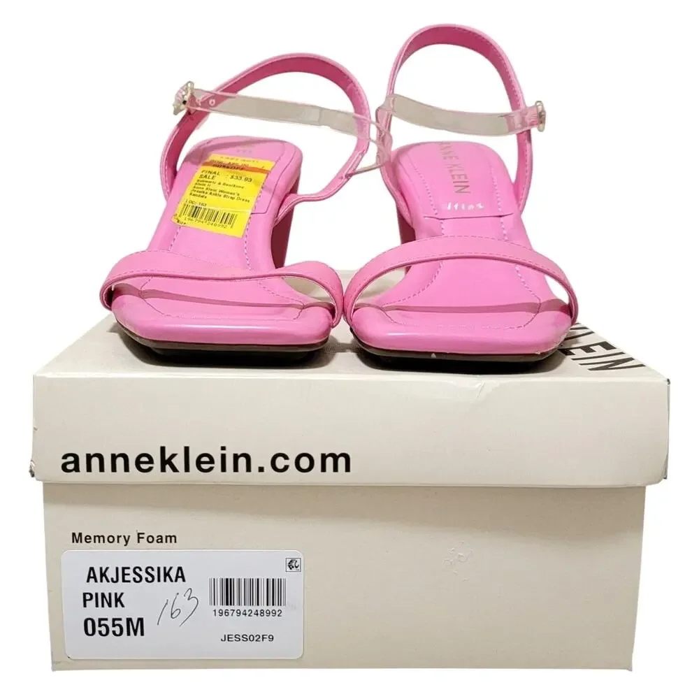 Anne Klein Women Block Heel Ankle Strap Sandals Jessika Size US 5.5M Pink